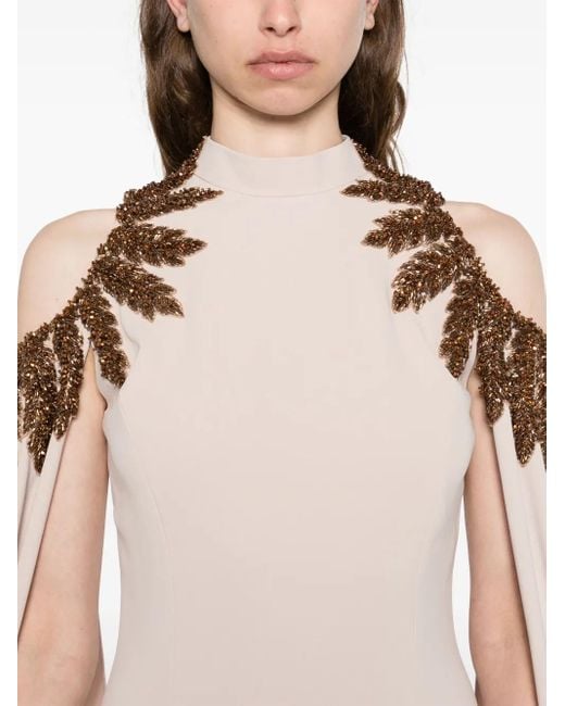 Jean Louis Sabaji White Embellished Cape Dress