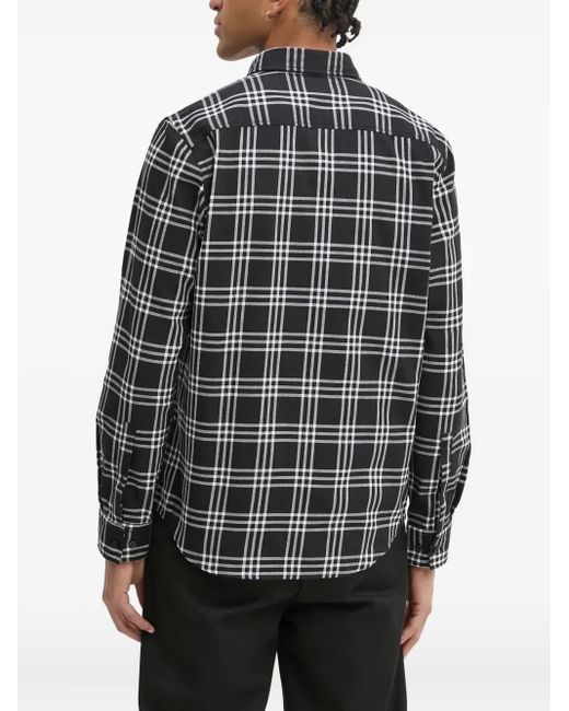 HUGO Gray Checked Chest-Pocket Shirt for men