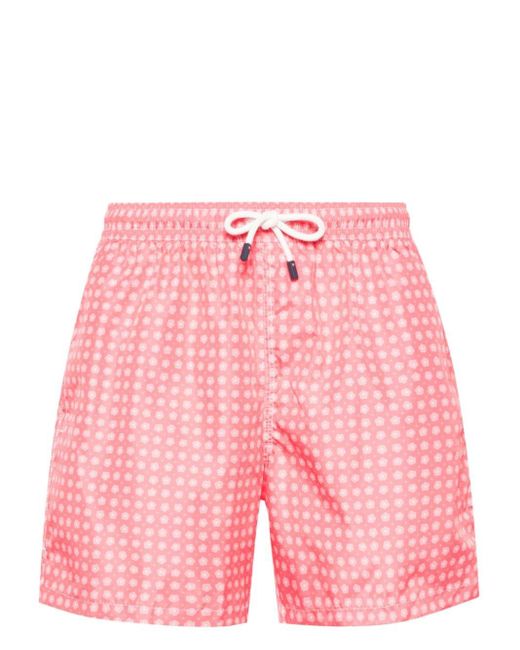 Fedeli Pink Madeira Floral-print Swim Shorts for men