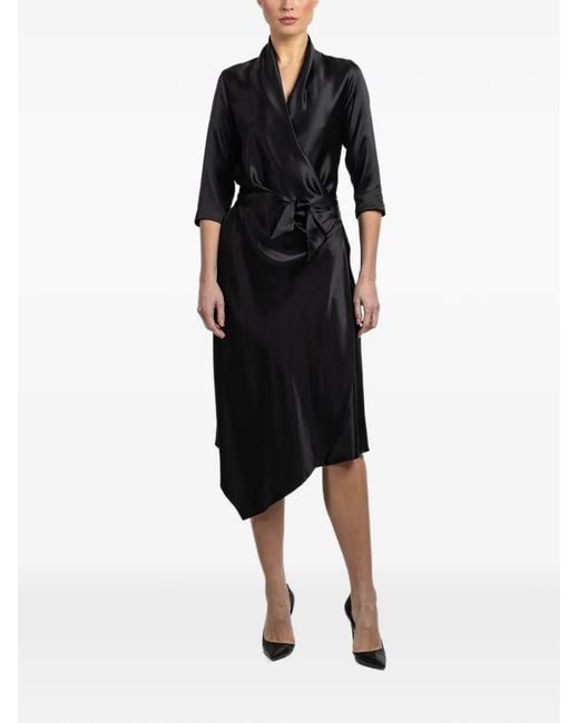 Peter Cohen Black Tie-Waist Wrap Dress