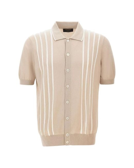 Gran Sasso Natural Stripe-Detail Fine-Knit Shirt for men