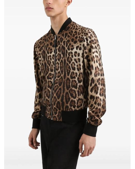 メンズ Dolce & Gabbana レオパード ボンバージャケット Black