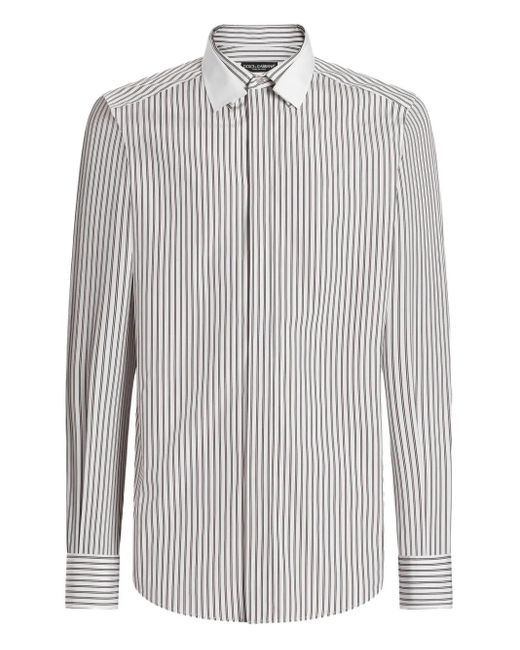 Dolce & Gabbana Gray Striped Longsleeved Shirt for men
