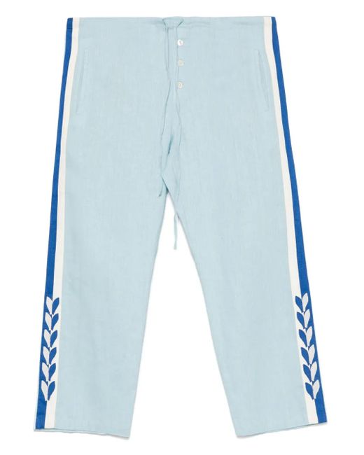 Pantaloni Seedling Stripe di Bode in Blue da Uomo