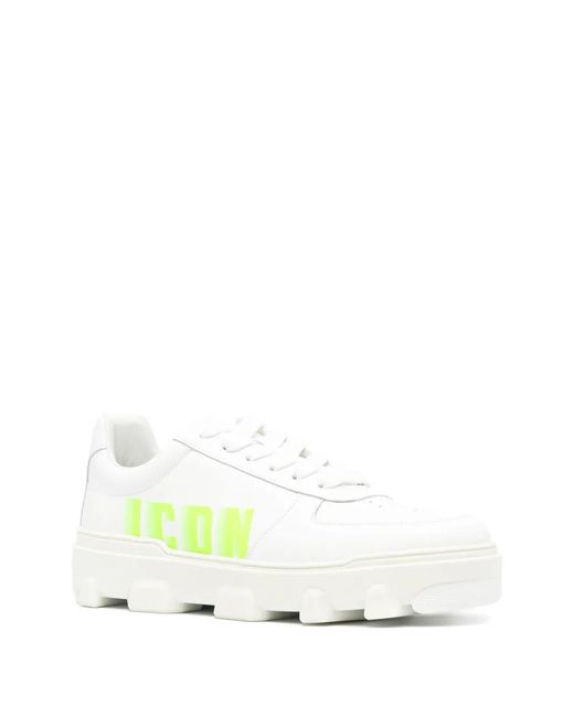 DSquared² White Logo-Printed Leather Sneakers for men