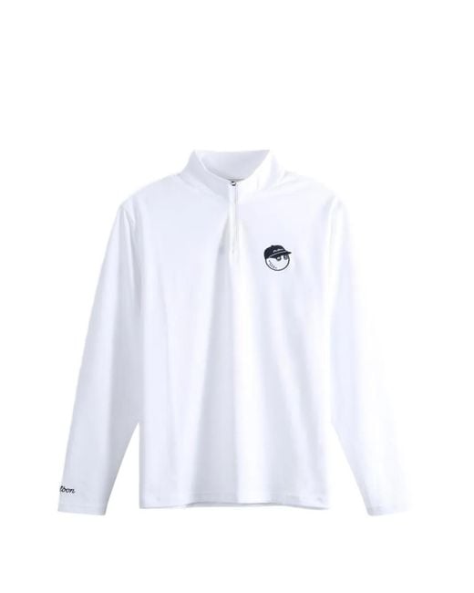 Malbon Golf White Flyer Quarter-Zip Sweatshirt for men