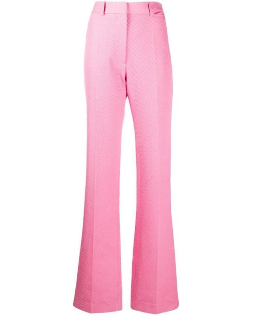 Victoria Beckham Pink High-Waisted Tailored Trousers