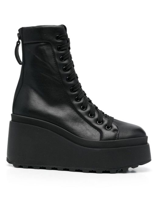 black square toe platform boots