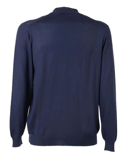 Fedeli Blue Mock-Neck Sweater for men