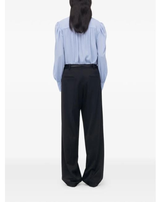 Another Tomorrow Blue Gathered Blouse