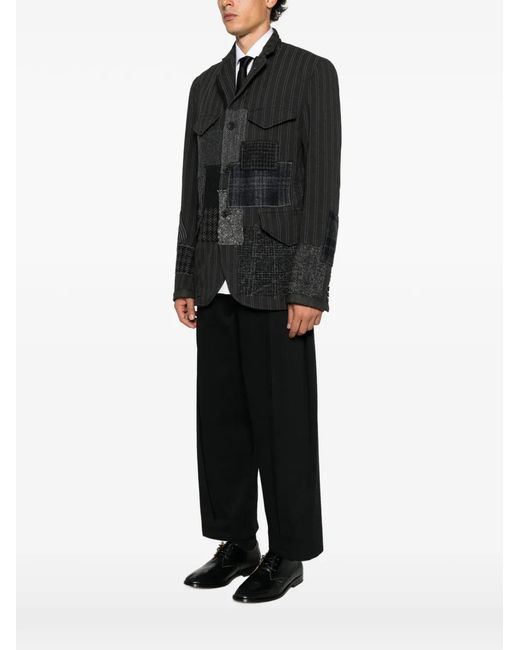 Junya Watanabe Black Patchwork Pinstripe Jacket for men