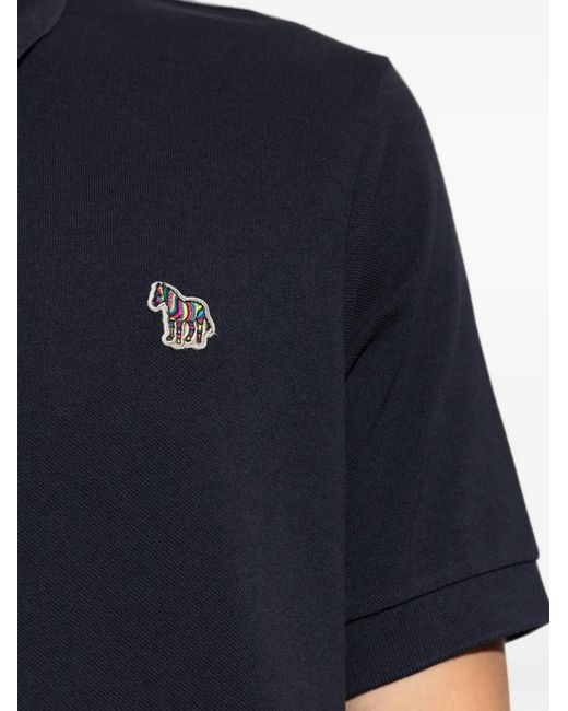 Paul Smith Blue Zebra-Patch Polo Shirt for men