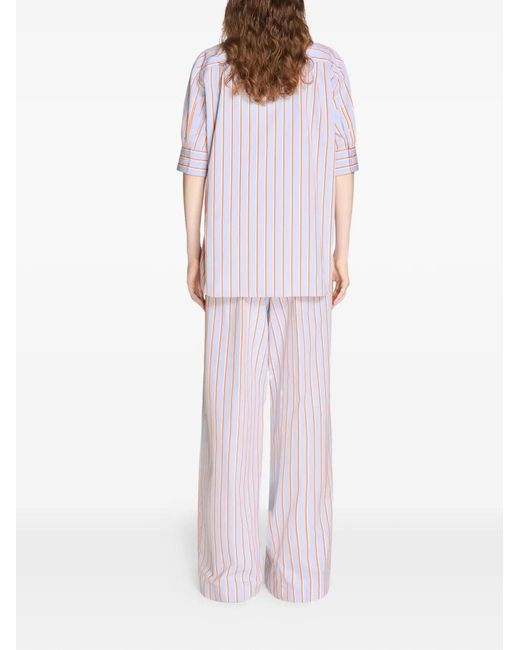 Dries Van Noten White Striped Pleated Trousers