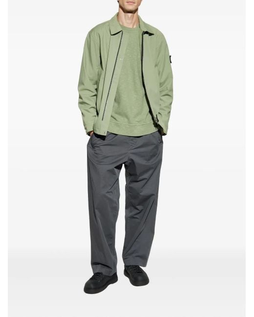 Stone Island Green Zip-Front Patch-Pocket Jacket for men