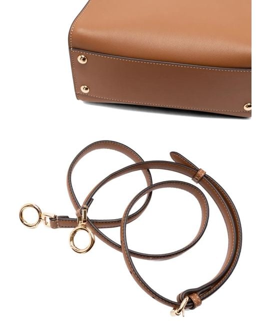 Fendi Brown Peekaboo Leather Mini Bag