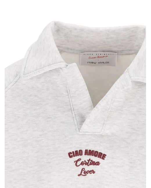 Sudadera bordada con cuello de polo Giada Benincasa de color White