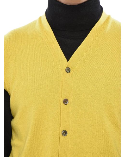 Malo Yellow V-Neck Sleeveless Cardigan for men