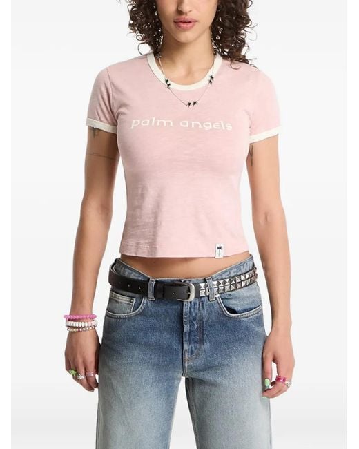 Palm Angels Blue Hollywood Slim-Fit T-Shirt