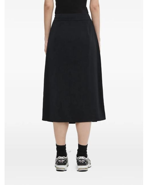 Fred Perry Black Logo-Embroidered Midi Skirt