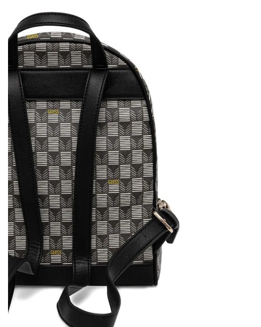 Guess Gray Follie Geometric-Pattern Zip Backpack