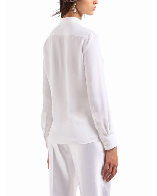 Giorgio Armani White Point-collar Silk Shirt