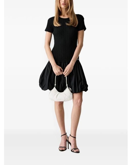 Karl Lagerfeld Black Ribbed Bubble-Hem Dress
