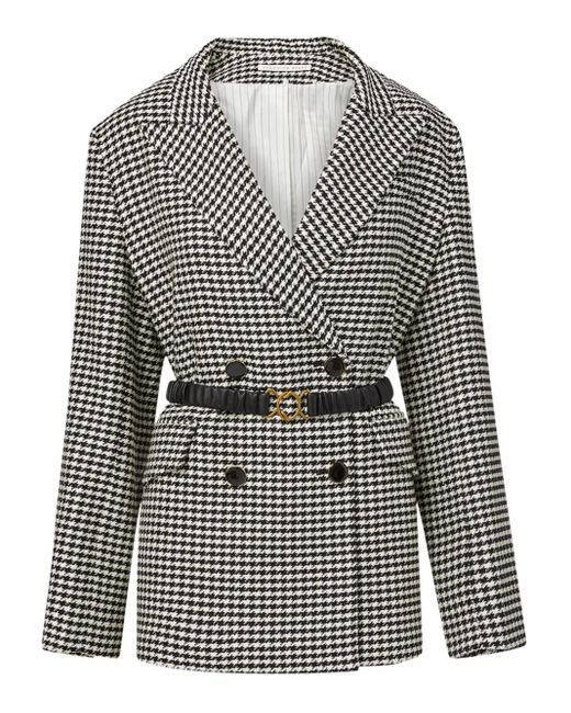 Veronica Beard Gray Hutchinson Houndstooth-Pattern Blazer