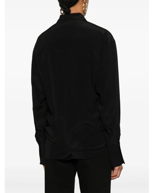Victoria Beckham Black Wrap Front Silk Shirt