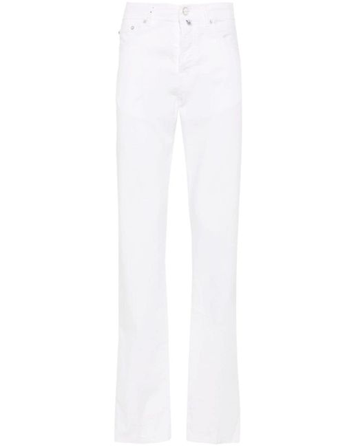 Kiton White Pressed-crease Straight Trousers for men