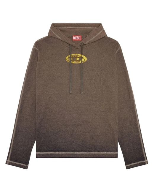 DIESEL Brown ‘T-Crone’ Ribbed Hoodie for men