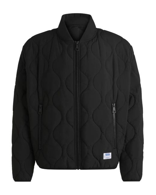 HUGO Black Quilted Bomber Jacket for men