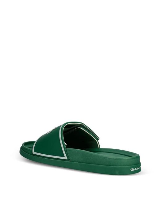 Gant Green Logo-Patch Touch-Strap Slides for men