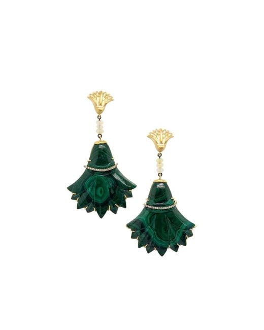 Silvia Furmanovich Green 18Kt Lotus Flower Gelbgoldohrringe Mit Schmucksteinen