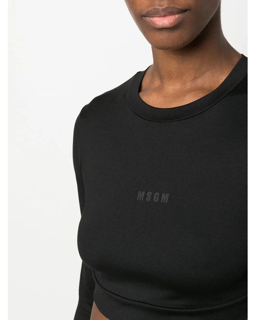 Top Corto Con Logo Estampado MSGM de color Black