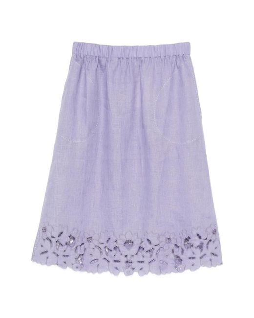 Vita Kin Purple Galatea Broderie-Anglaise Midi Skirt