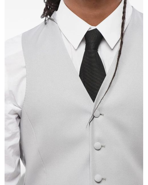 Corneliani White Button-Up Wool Waistcoat for men