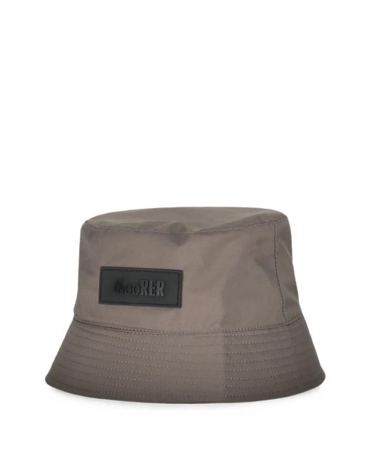 Moorer Gray Logo-Patch Bucket Hat for men