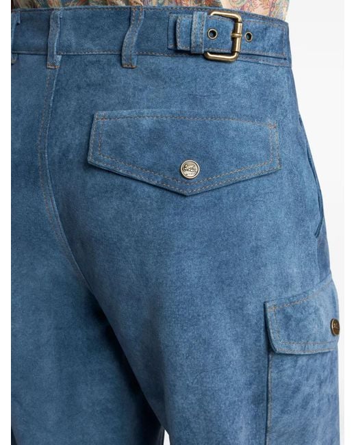 Etro Blue Denim-Effect Drawstring-Detail Trousers