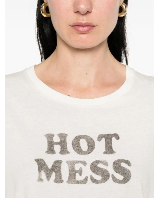 R13 White T-Shirt Imprimé À Col Rond