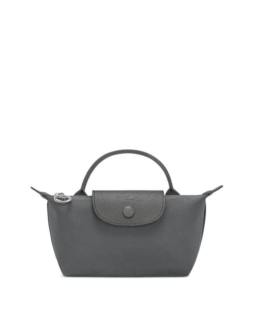 Longchamp Gray Sac Cabas Le Pliage À Finitions En Cuir