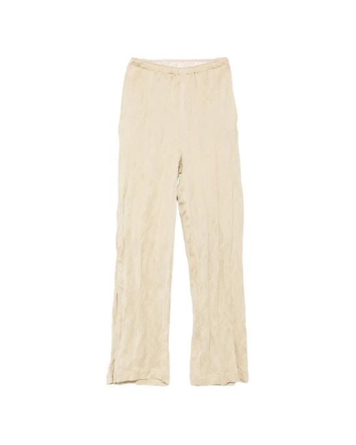 Alysi Natural Textured Elasticated-Waistband Trousers