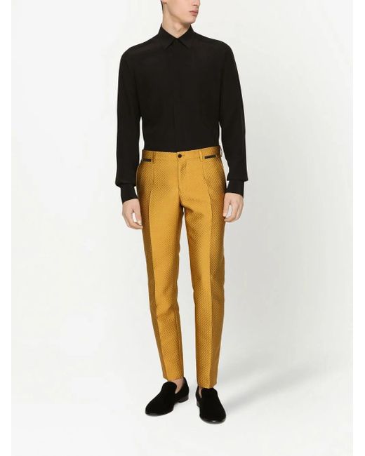 Dolce & Gabbana Black Cotton Poplin-Fit Tuxedo Shirt for men