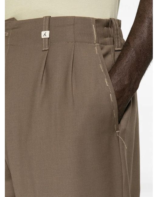 Myths Brown Pleated-Front Straight-Leg Trousers for men
