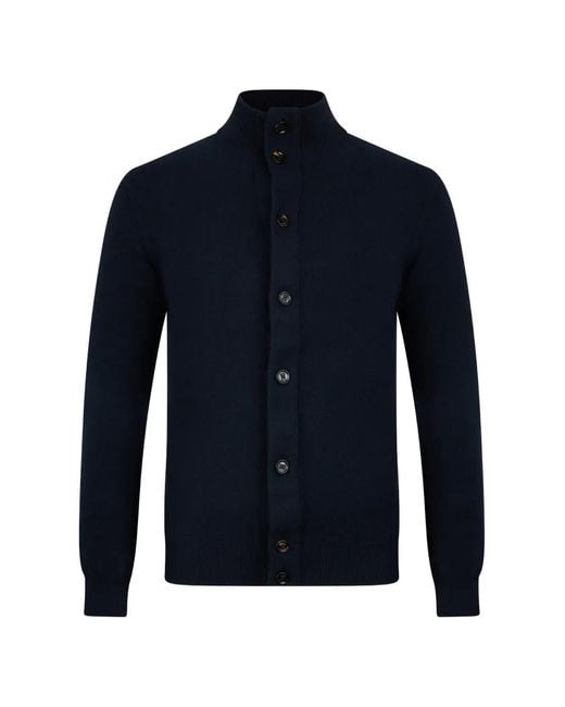 Moorer Blue Arquato Cashmere High-Neck Cardigan for men