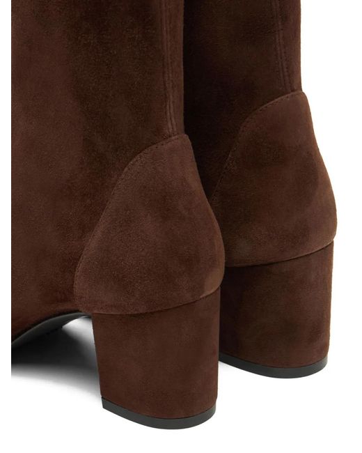 Stuart Weitzman Brown 'Yuliana' Ankle Boots With Medium Block Heel