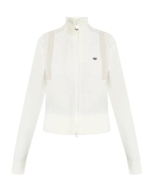 Cardigan Con Zip di Adidas in White