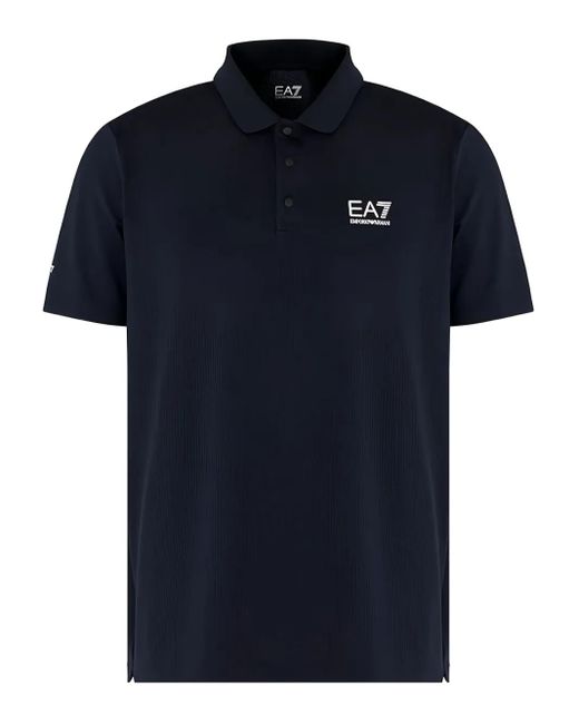 EA7 Blue Logo-Detail Polo Shirt for men