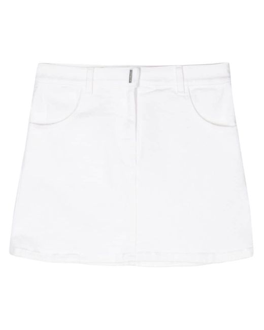 Givenchy White 4g-motif Denim Mini Skirt