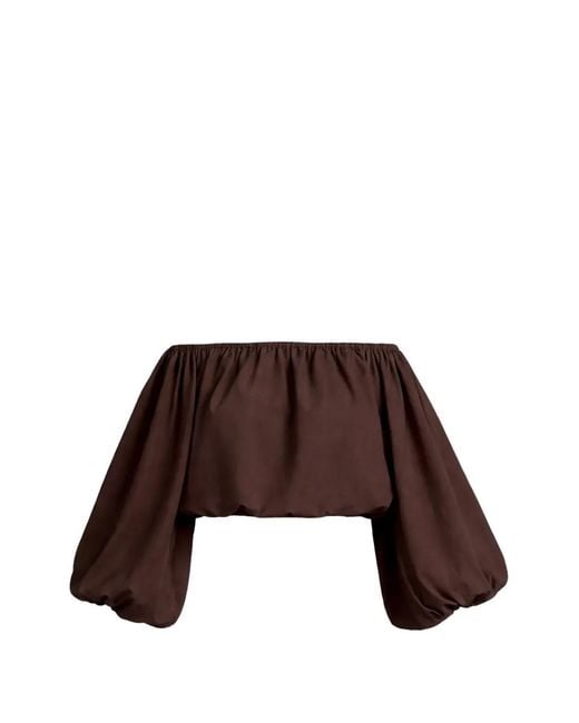 Azeeza Brown Margot Balloon-Sleeve Top