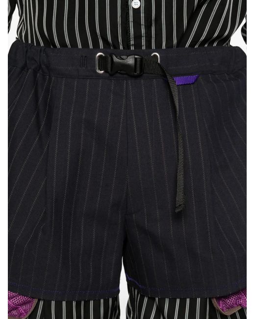 Kolor Black Striped Double-Layer Shorts for men